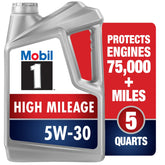 Mobil 1 front label showing product name and 5W-30 benefit