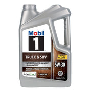 Mobil 1 bottle front label showing product name and 5 quart size benefit