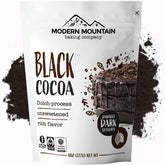 MODERN MOUNTAIN empaque frontal de cacao negro muestra la marca y beneficios visuales