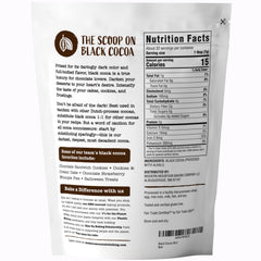 MODERN MOUNTAIN polvo de cacao negro en primer plano destaca la textura fina y uso fácil