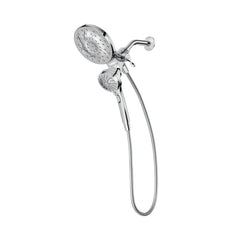 Moen handheld close-up highlighting spray selector and ergonomic grip for control
