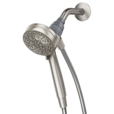 Moen Engage front view showing brushed nickel finish and design benefit durability