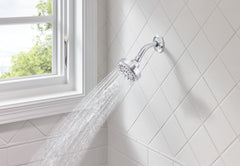 Moen Ignite mounted on shower arm illustrating easy installation benefit