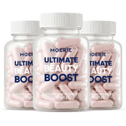 Moerie front packaging showing bottle and box, clear product presentation and benefit