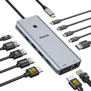 MOKiN docking station front view showing ports and compact design, simplifying workspace