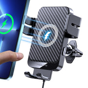 MOKPR front view showing vent mount and charger offering fast hands-free charging
