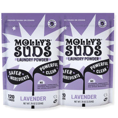 Molly's Suds front packaging showing lavender scent and clean-label benefits