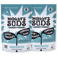 Molly's Suds front packaging showing product and benefits
