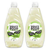 Molly's Suds botella frontal mostrando etiqueta clara y beneficios