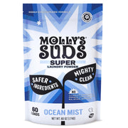 Molly's Suds paquete frontal Ocean Mist que muestra la marca y diseño, limpieza efectiva