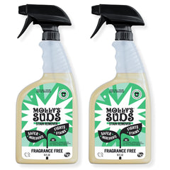 Molly's Suds vista frontal del envase mostrando formato pack de 2 y beneficio limpieza potente