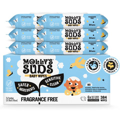 Molly's Suds paquete frontal mostrando etiqueta clara y beneficios