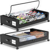 Molutsody front view underbed storage showing low profile and neat design benefit easy access