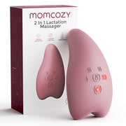 Momcozy A1Pro front view in cozy red showing ergonomic shape and quick warming benefit