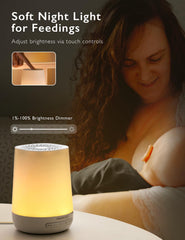 Momcozy app on smartphone controlling sound and light, enables remote parental convenience