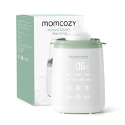 Momcozy front view showing compact warmer and benefit of quick heating