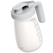 Momcozy pitcher front view showing capacity and secure lid for reliable storage