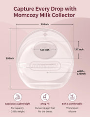 Momcozy colector en uso junto al sujetador para capturar leche eficientemente