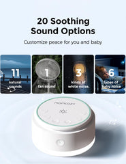 Momcozy en uso en habitación de bebé creando ambiente silencioso y relajante