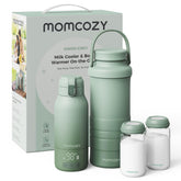 Momcozy front packaging showing travel-ready feeding kit and key features