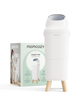 Momcozy front view showing sleek pail and triple-seal lid for odor control
