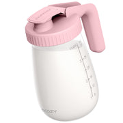 Momcozy jarra frontal 32oz rosa mostrando capacidad y diseño ergonómico