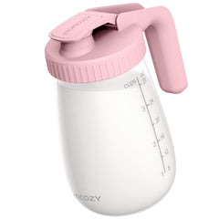 Momcozy jarra frontal 32oz rosa mostrando capacidad y diseño ergonómico