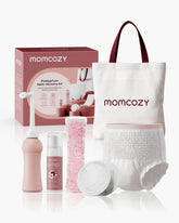 Momcozy kit postparto frontal mostrando todos los elementos, comodidad inmediata