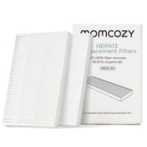 Momcozy vista frontal del empaque con dos filtros, claridad y confianza