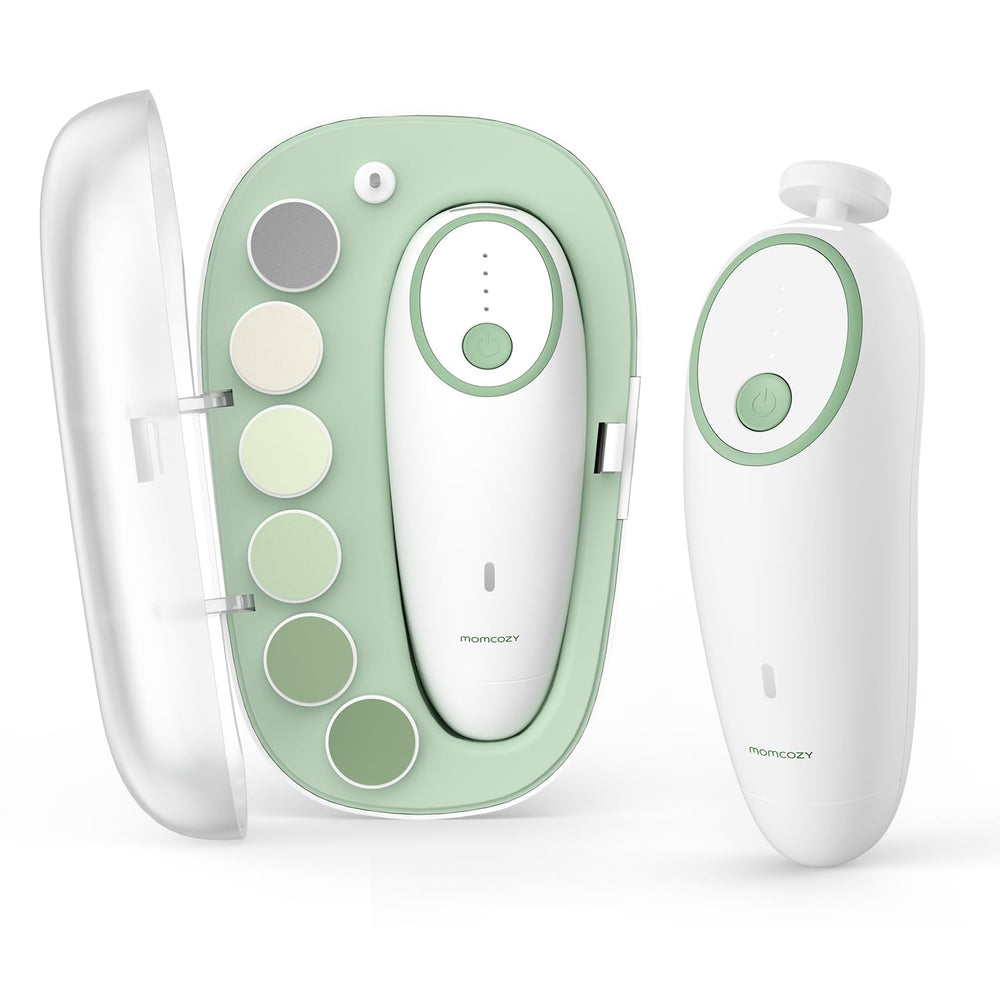 Momcozy lima eléctrica frontal mostrando diseño ergonómico y control fácil