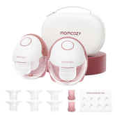 Momcozy M6 front view showing compact pump and benefit discreet portability