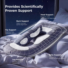 Momcozy pillow on bed in lifestyle scene for restful nighttime comfort