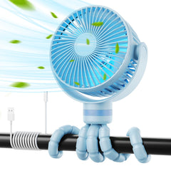 Momcozy front view showing compact fan and clip for easy mounting