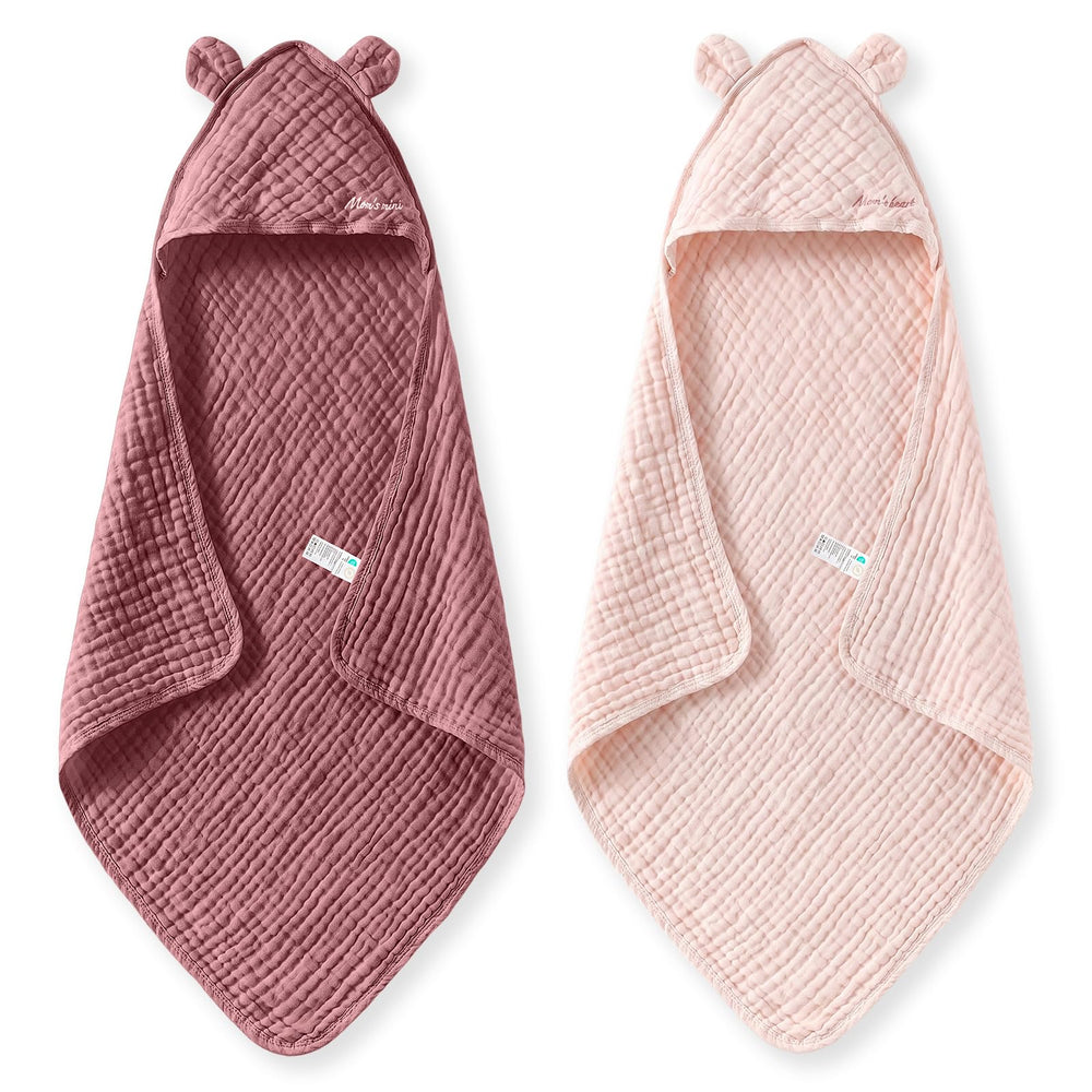 Momcozy toalla con capucha rosa vista frontal, abrigo cómodo