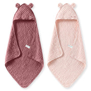 Momcozy toalla con capucha rosa vista frontal, abrigo cómodo