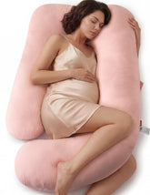 Momcozy front view of U-shaped pillow showing full-body support and comfort