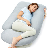 Momcozy U-shaped front view showing full-body support and comfort