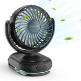 Momcozy ventilador frontal mostrando diseño compacto y ligereza para transporte