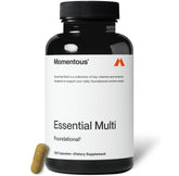 Momentous bottle front view showing premium multivitamin for daily support