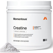 Momentous envase frontal de creatina sin sabor, claridad y confianza