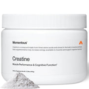 Momentous jar front view showcasing unflavored creatine and clean packaging benefit