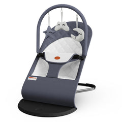 Mommyhug front view showing grey bouncer and safety harness benefits convenience