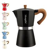 Mongdio cafetera moka frontal mostrando diseño clásico y capacidad