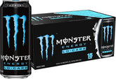 Monster Lo-Carb vista frontal del pack de 15, conveniencia y energía