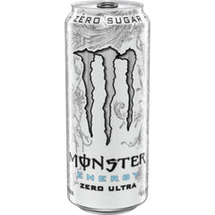 Lata de Monster Zero Ultra en mano, indicando tamaño práctico y energía sin azúcar
