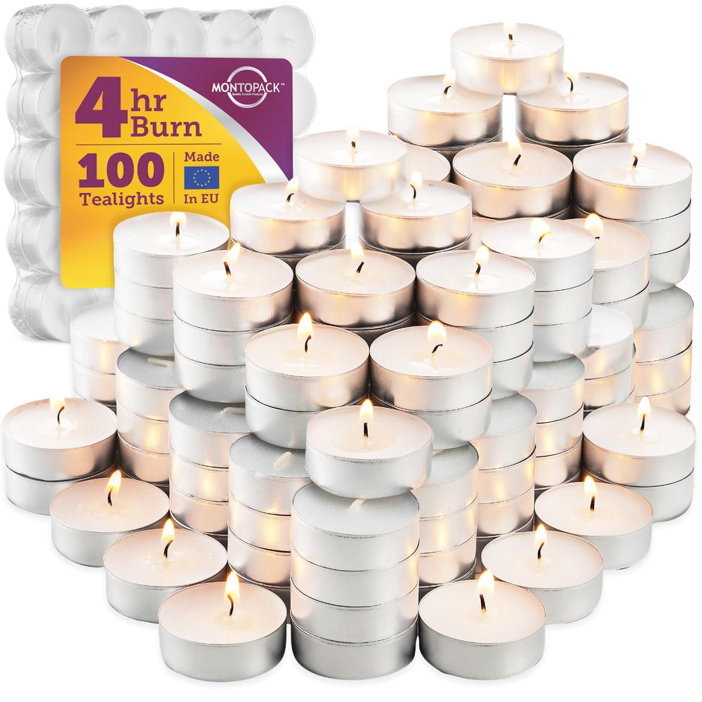 MontoPack velas tealight frontal mostrando caja y presentación útil