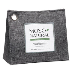 MOSO NATURAL bolsa frontal mostrando etiqueta y tamaño, refresca ambientes grandes