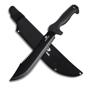 Mossy Oak machete frontal mostrando hoja completa y diseño resistente