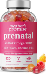 Mother's Promise envase frontal mostrando 120 gomitas y diseño claro