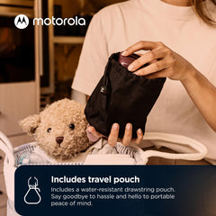 motorola nursery parent unit held in hand showing portability and easy carry benefit